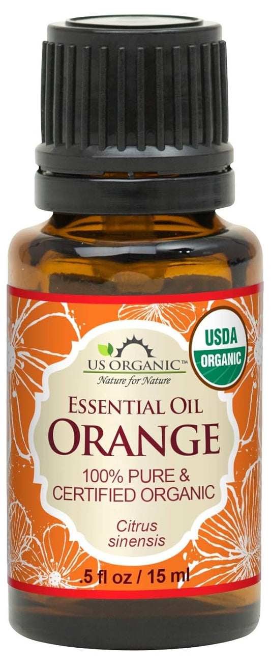 US Organic 100% Pure Sweet Orange Essential Oil - USDA Certified Organic - 15 ml - w/Improved caps and droppers (More Size Variations Available)