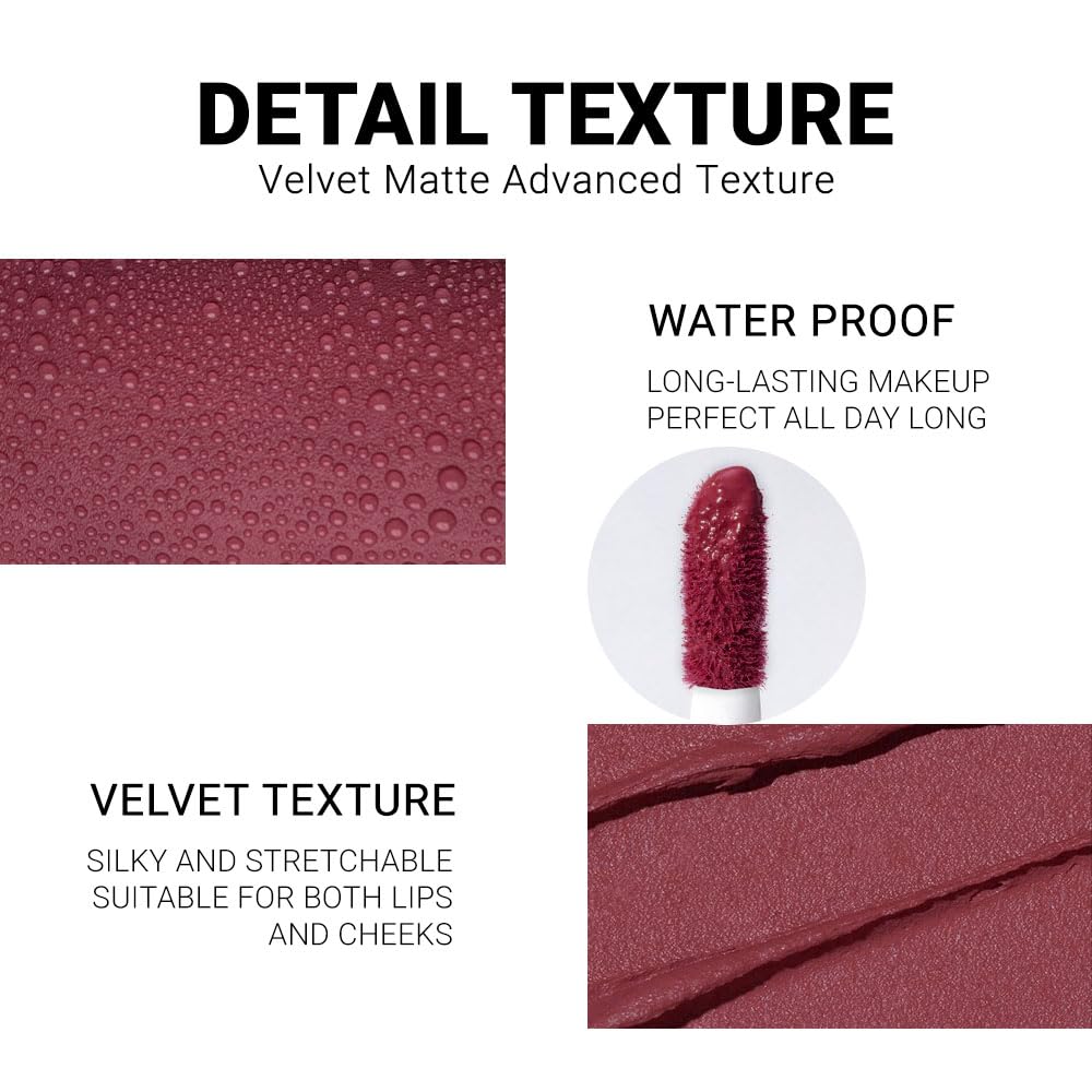 evpct 6Pcs Maroon Red Silky Velvet Matte Liquid Lipstick Lip Gloss Set for Women Long Lasting 24 Hours Color Stay Lipstick labiales matte larga duracion mate 24 horas originales 10#