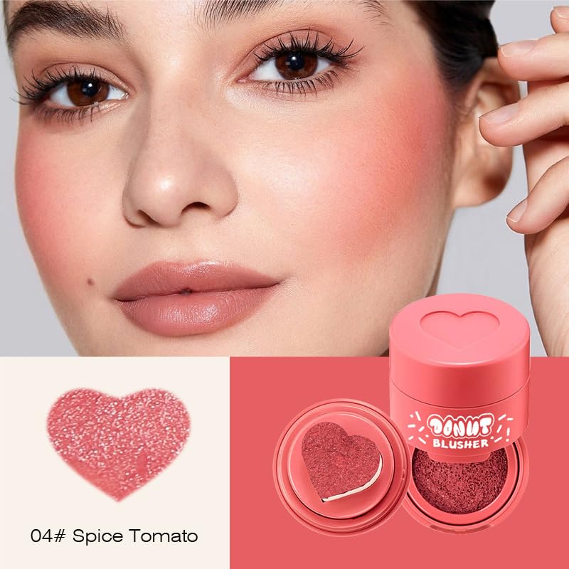 Stamp Liquid Blush Stamp Blush with Heart Shaped Applicator Natural Long Lasting Blush, Light and Airy Makeup for Women (4)