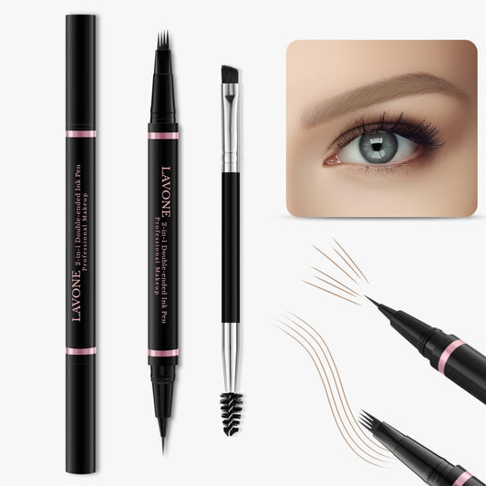Eyebrow Pencil,2-in-1 Waterproof Eyebrow Pen with 4 Tip Brow Pen and Ultra-Precise Brow Pencil,with Dual-ended Eyebrow Brush,Eyebrow Makeup for Natural Looking Eyebrows - Blonde