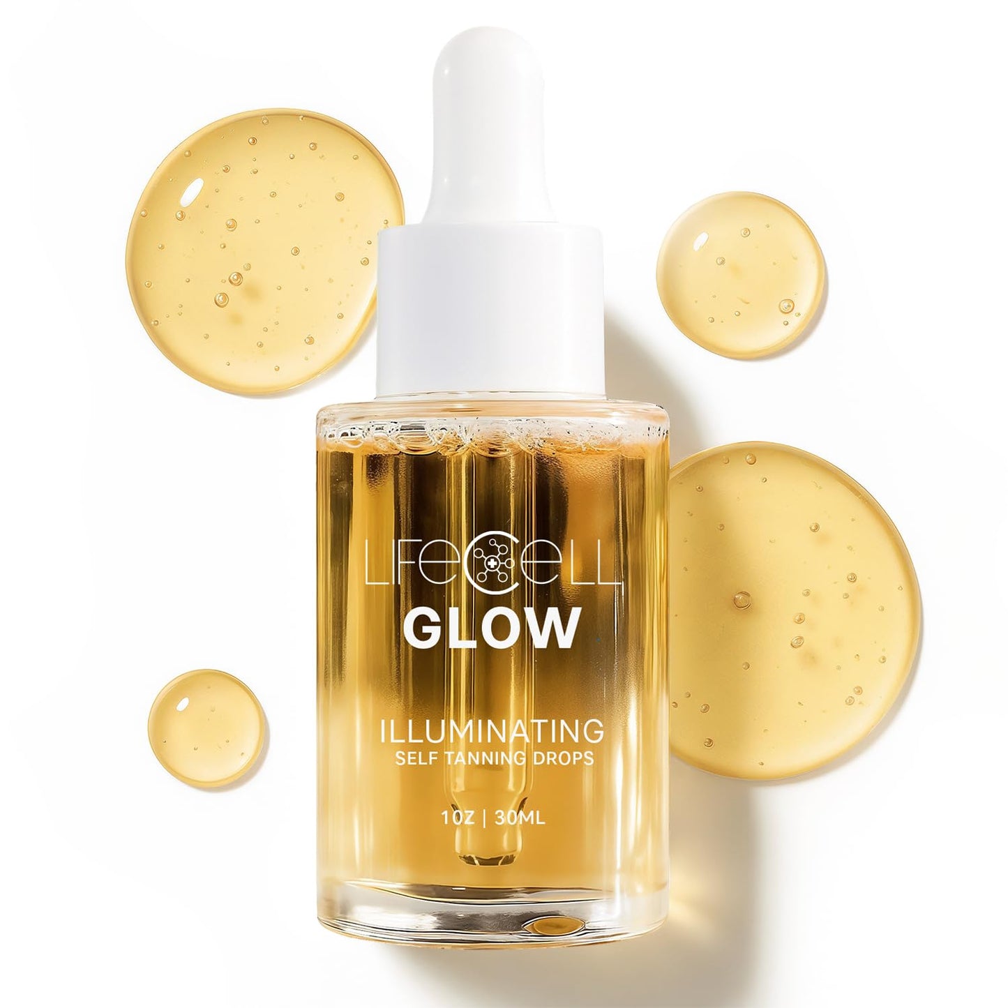 LifeCell Glow Self-Tanning Drops for Face & Body, DHA & Squalane Formula, Customizable Tan, Streak-Free, Hydrating, Fragrance-Free, Non-Comedogenic, Safe for All Skin Types, 1 Fl Oz