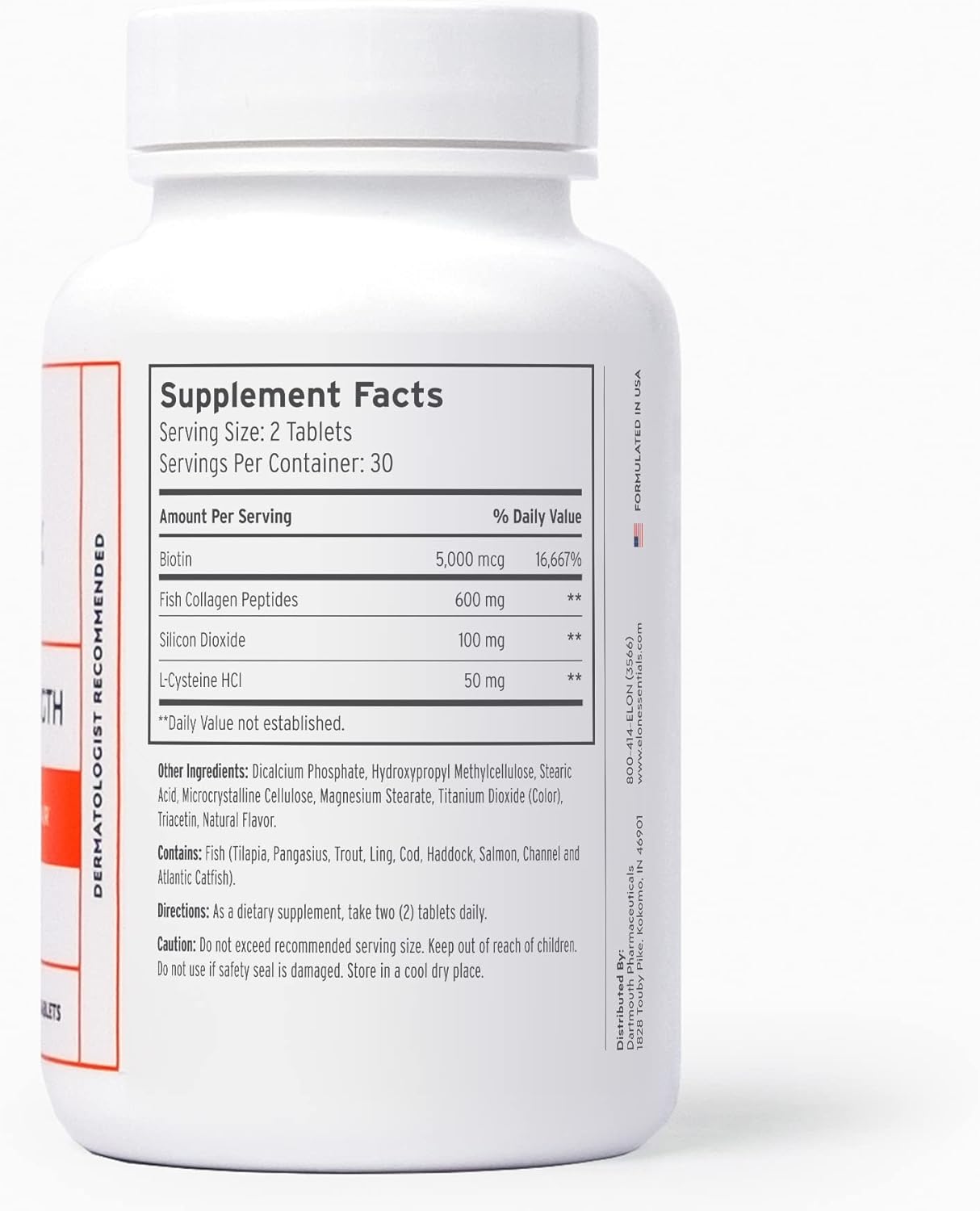 Elon R3 Extra Strength for Hair Growth - Supplements for Women to Grow Thicker, Fuller Hair, Advanced Formula with 5000 mcg Biotin Per Serving & Collagen, 60 Count (Pack of 3)