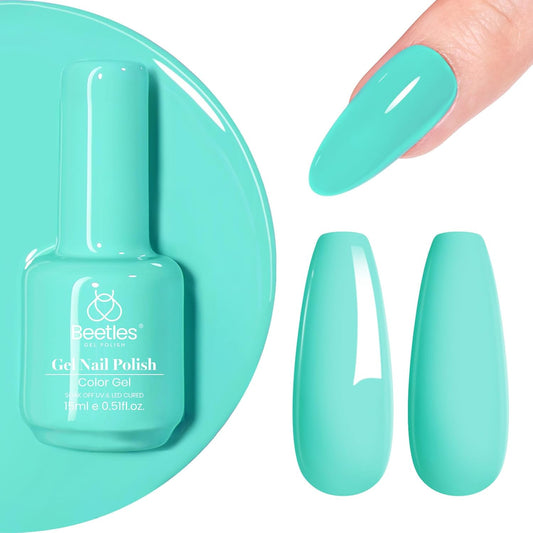Beetles Gel Nail Polish Cascade Green Color Soak Off UV LED Nail Lamp Gel Polish 15 ml for All Season Gel Polish Nail Art Design Manicure Salon DIY Salon Gel