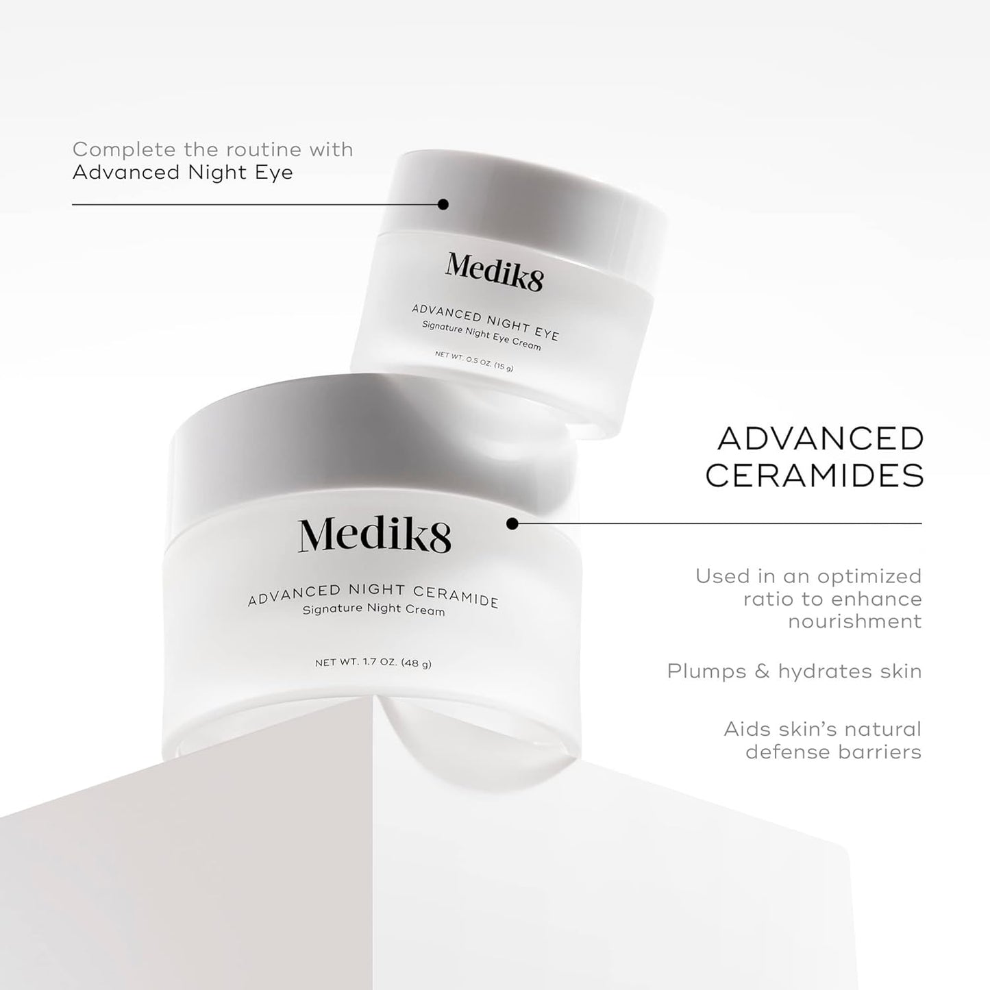 Medik8 Advanced Night Ceramide - Plumping, Hydrating Nighttime Eye Care - Skin Tightening Ceramides and Antioxidants for Fine Lines and Wrinkle Reduction - Soothes Dark Circles and Puffiness - 1.7 oz