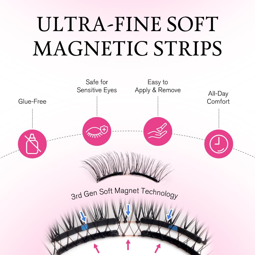 VEYESBEAUTY Magnetic Eyelashes with Applicator Reusable Magnetic Lashes Natural Look No Glue Needed False Eyelashes, Moonlit Lashes Kit Easy to Wear and Remove