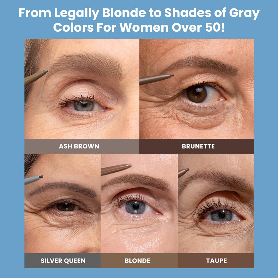 PrimeBrow Pencil for Mature Women – Ultra-Precise Tip for Natural, Hair-Like Strokes – Smudge-Proof & Long-Lasting Wear – Great for Thinning, Sparse, or Graying Brows (Brunette)