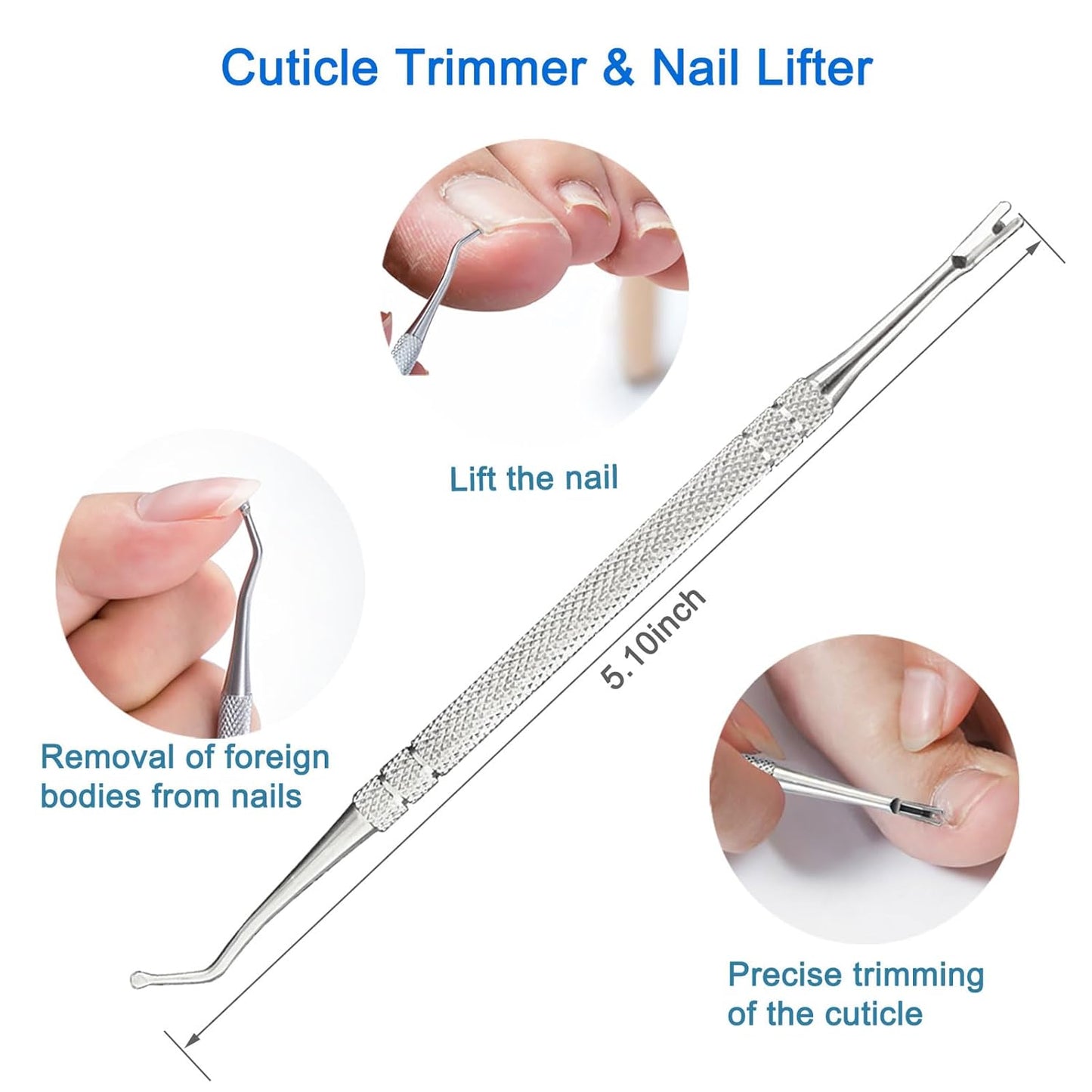 Premium Stainless Steel Manicure Tools 2-Piece Set, Upgrade Gel Nail Polish Remove Tool & Cuticle Pusher, Cuticle Trimmer & Nail Lifter, Durable&Hygienic, For Women