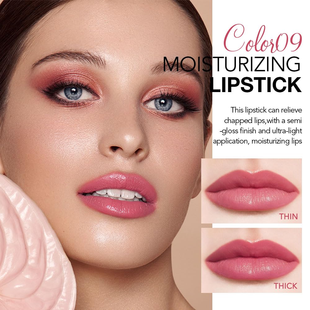 1Pcs Tinted Lip Balm Moisturizing Lipstick – Waterproof Hydrating Matte Lip Balm for Women, Creamy Natural Color Stain for Dry Lips,Soft Matte Finish with Subtle Scent (#09 Peach Pink)