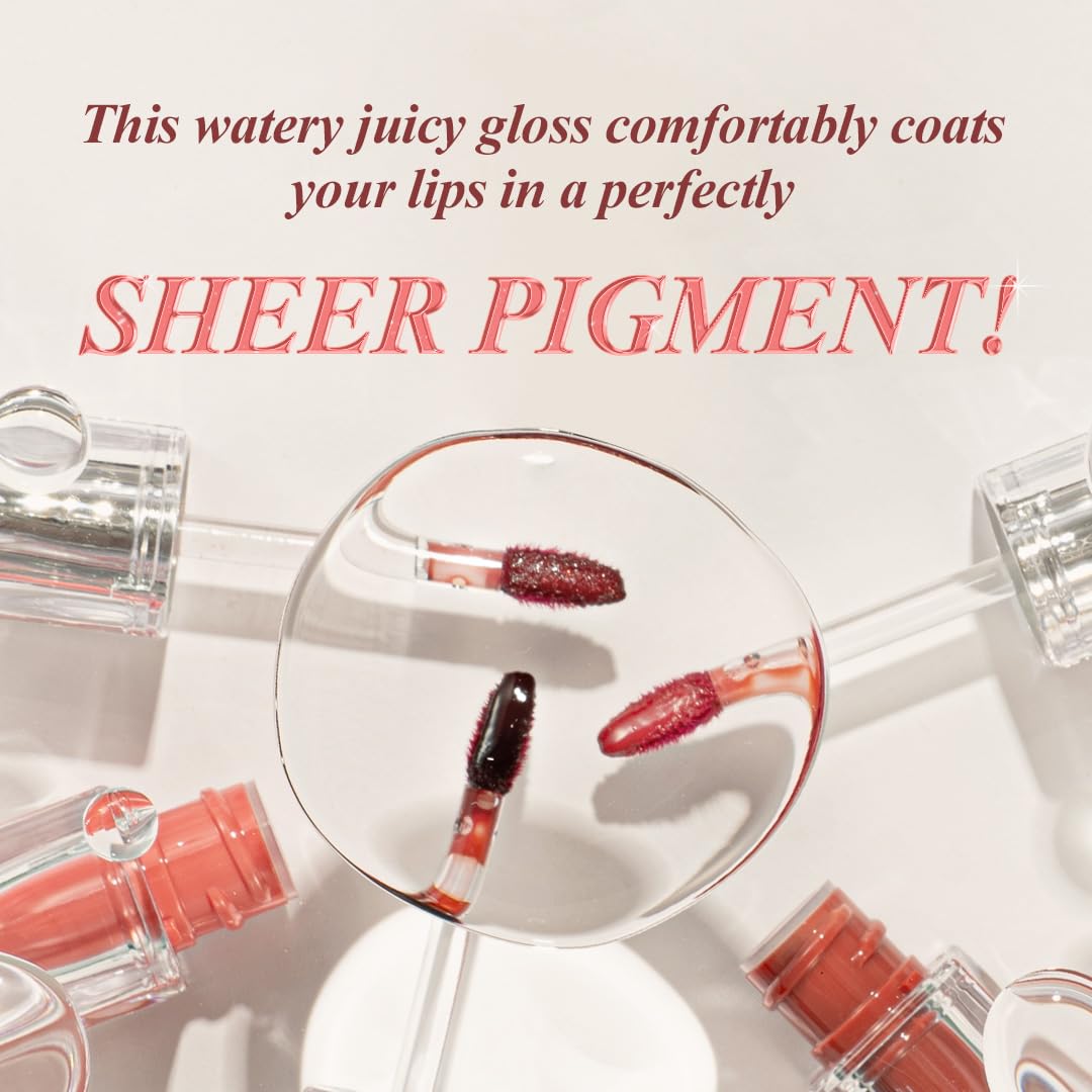 TIRTIR Waterism Tinted Lip Gloss #07 Cassis Plum, 0.14 Fl Oz – Kiss Ready Lipgloss, 12H Long Lasting Non Sticky Natural Tinted Glow Korean Multiuse Cheek and Lip Tint for Women gift