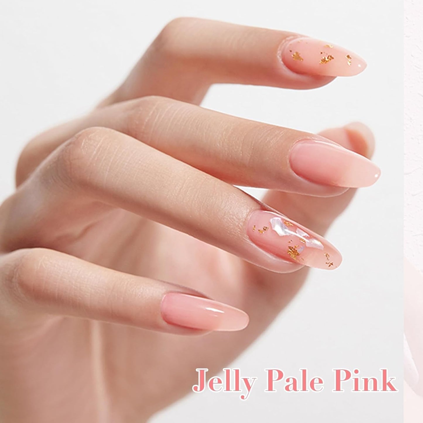 AZUREBEAUTY Jelly Nail Polish Set Quick Dry Transparent Nude Pink Purple Brown 4 Colors Sheer Natural Nail Lacquer Fingernail Kit with Top Coat Nail Polish DIY Salon Home