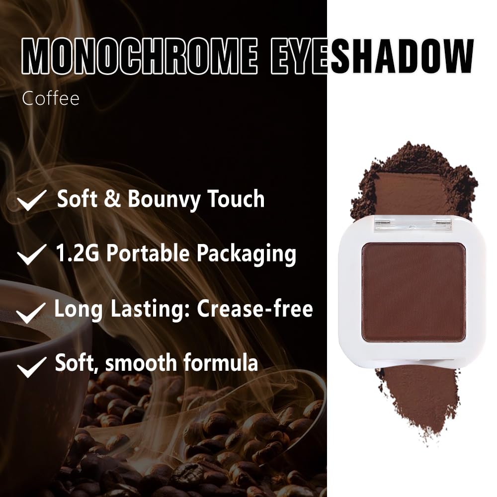 Matte Singe Eye Shadow Palette Makeup, Matte Brown Monochrome Eyeshadow For Old Women, Mini Pressed Monochrome Pigmented Waterproof Sombras Para Ojos, Vegan, Talc, Paraben & Cruelty Free, 09