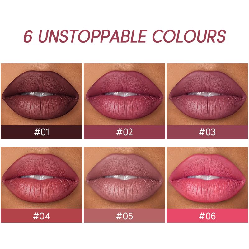 USHAS 2 in 1 Waterproof Lipstick and Lip Liner Combo Set, Long Lasting Matte Lip Pen for Women, Makeup Kit (G4, Pack of 1)