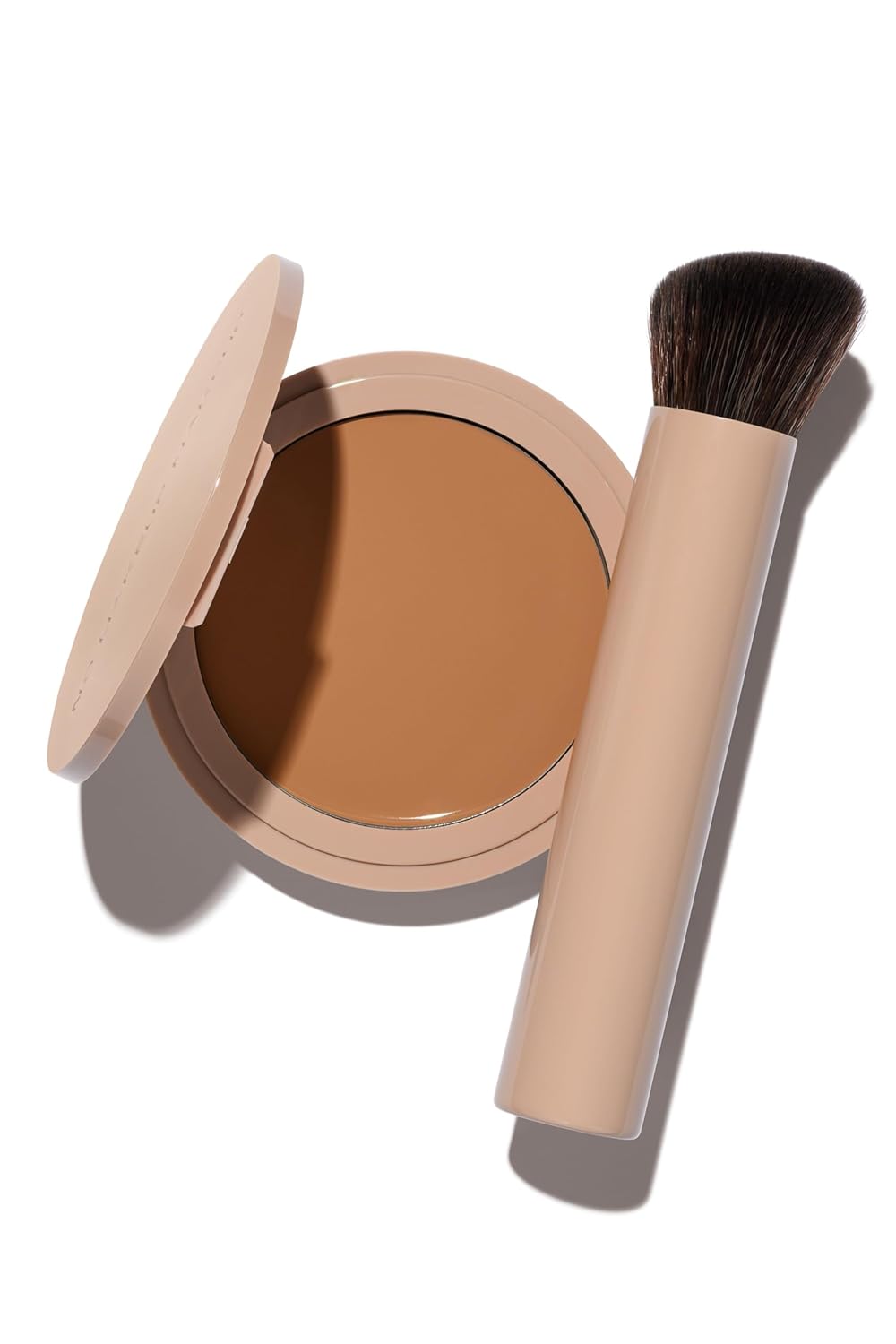 Long-Lasting Lightweight Foundation & Brush Duo | Cruelty-Free, Fragrance-Free, Buildable, Transfer-Proof Makeup (Tan)