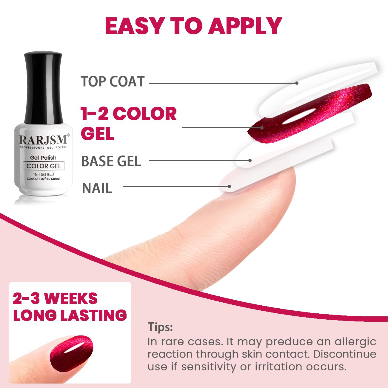 RARJSM Red Cat Eye Gel Nail Polish Diamond Dark Red Velvet Cateye Gel Polish 15ml Single Bottle with Magnet Stick Reflective Shimmer UV LED Curing Requires Soak Off for Home Salon Christmas Manicure