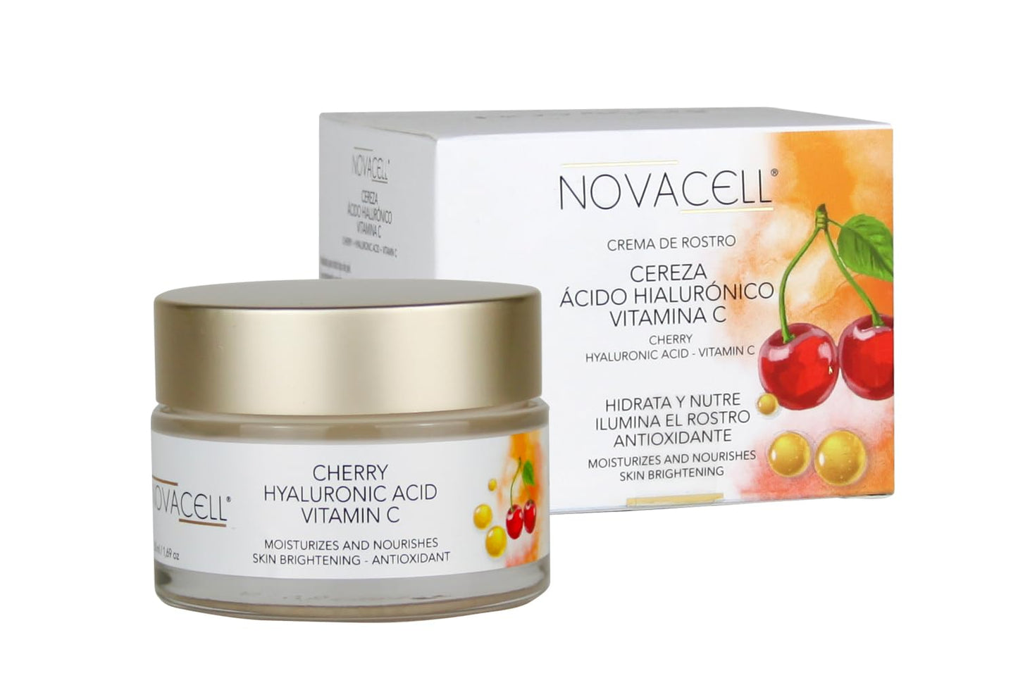 Cherry Face Mositurizer Cream with Hyaluronic Acid & Vitamin C - Nourishing, Youth Preserving, Fills Expression Lines & Wrinkles - 50 ml