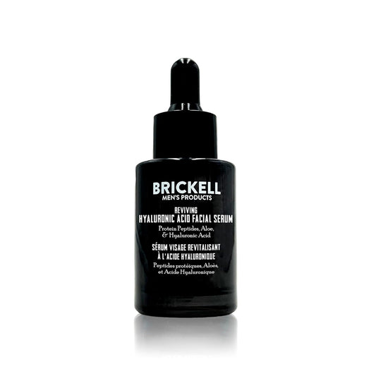 Brickell Men's Anti Aging Hyaluronic Acid Serum for Face, Reviving Day Serum for Men, Natural and Organic with Protein Peptides to Restore Firmness and Collagen, 1 Ounce, Scented