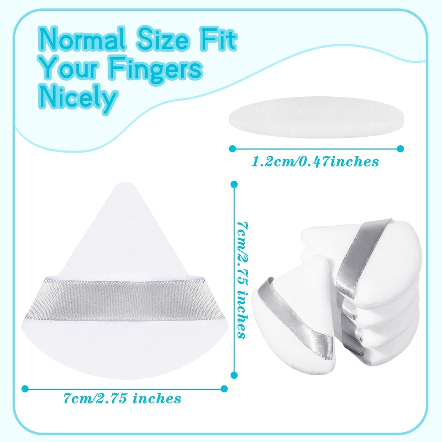 Suclain 48 Pcs Velour Triangle Powder Puff Soft Velour Makeup Puff for Face Powder Makeup Triangle Sponges for Wet and Dry Cosmetic Foundation Loose Mineral Body Makeup Tool(White)