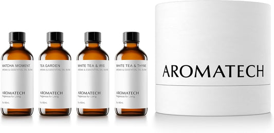 AromaTech The Tea Collection Set | Gift Set of Aroma Diffuser Essential Oils Blend of Matcha Moment, Tea Garden, White Tea & Iris and White tea & Thyme - 60 Milliliter