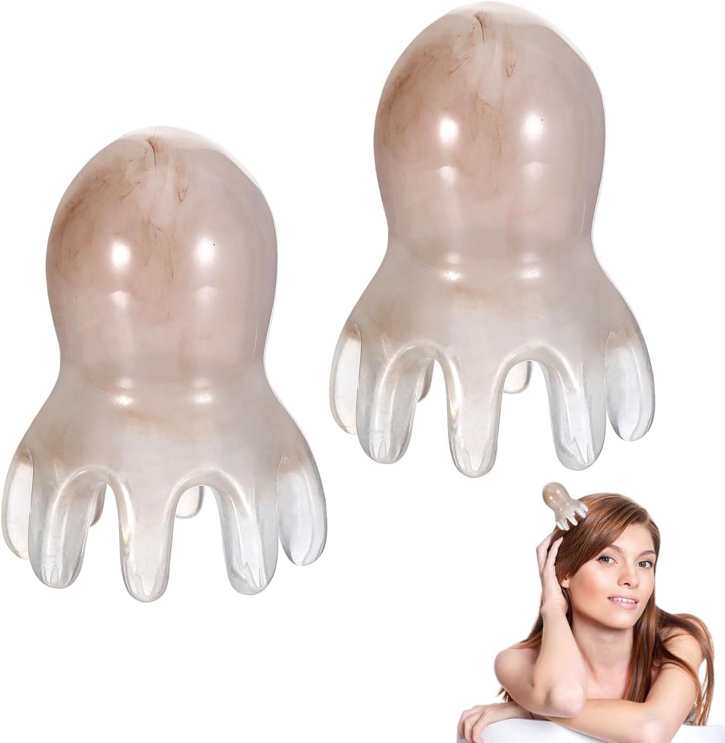 2 Pcs Octopus scalp massager, Portable scalp scrubber massage tool Headache and Stress Relief, silicone hair head massager scalper Acupressure Comb, Deep Relaxation acupressure tool Home Office