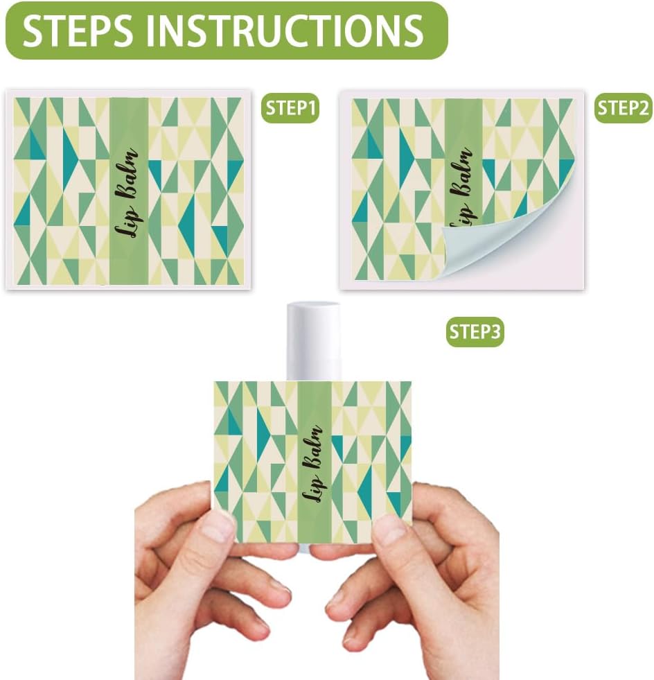 OLYCRAFT 100Pcs Self-Adhesive Lip Balm Tag Stickers 1.7x2.1 inch Waterproof Adhesive Label with Texture Pattern Rectangle Lipstick Tag Sticker for Lip Balm Container Tubes Lipstick Wrapping Decoration