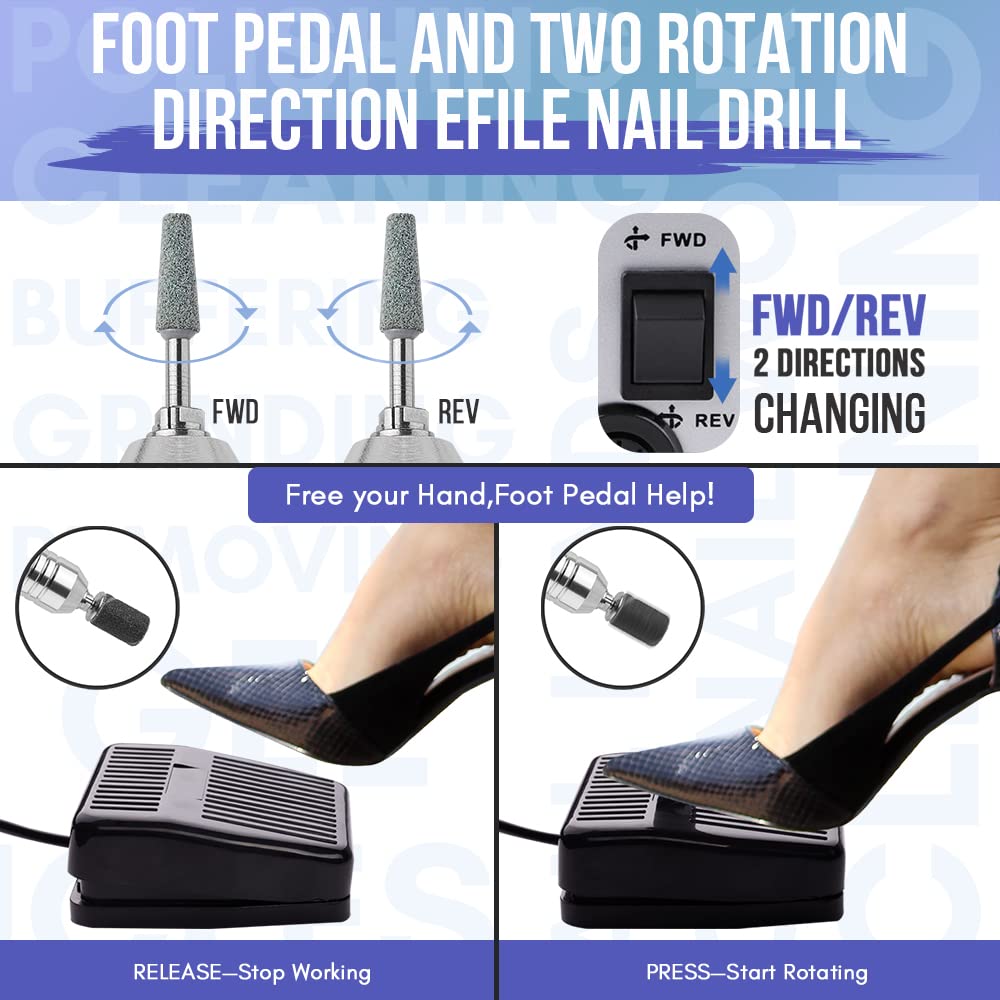 Makartt Nail Drill Electric Nail File JD700 Nail Drills for Acrylic Nails Professional 30000RPM Manicure Tools Nail Stuff Acrylic Nail Drill for Nail Dip Kit Acrylic Powder Poly Nail Gel B-01