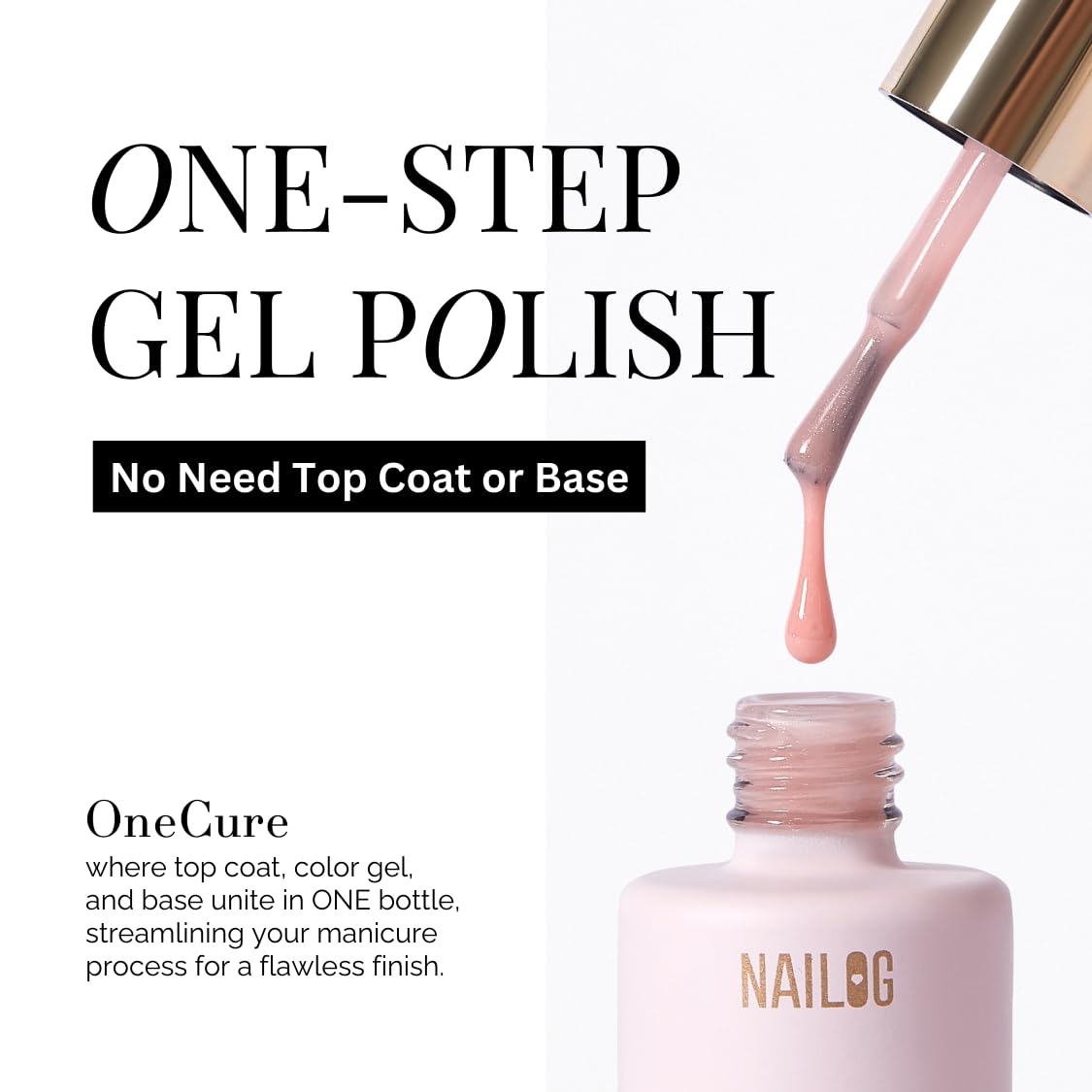 NAILOG One Step Red Gel Nail Polish 12ml Top Coat Color Gel Base 3-In-1 Formula Soak Off UV Gel Polish for Home DIY & Gifting | Crimson Red