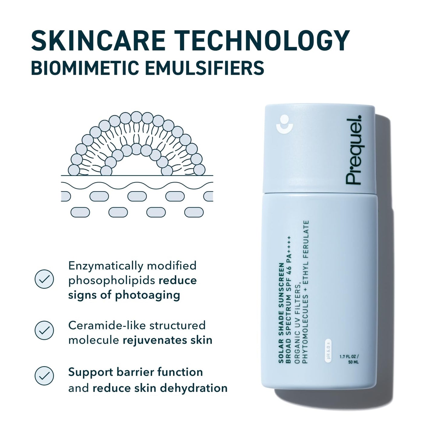 Skin Solar Shade - Moisturizing Face Sunscreen SPF 46 PA++++ Broad Spectrum UV Protection. Hydrating Sunblock for Dry Skin. Lightweight Travel Size Sun Protection, 1.7oz