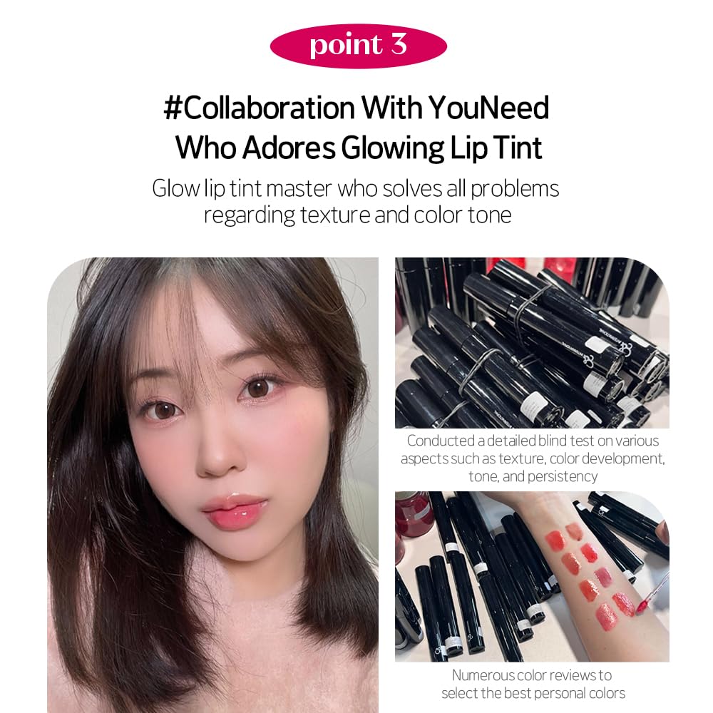 ETUDE Over Glowy Lip Stain Tint #1 Scented Rose | Non-Sticky Vegan Lip Tint | Moisturized & Long-lasting Lip Gloss | Daily Tint for Dry Lips K-beauty