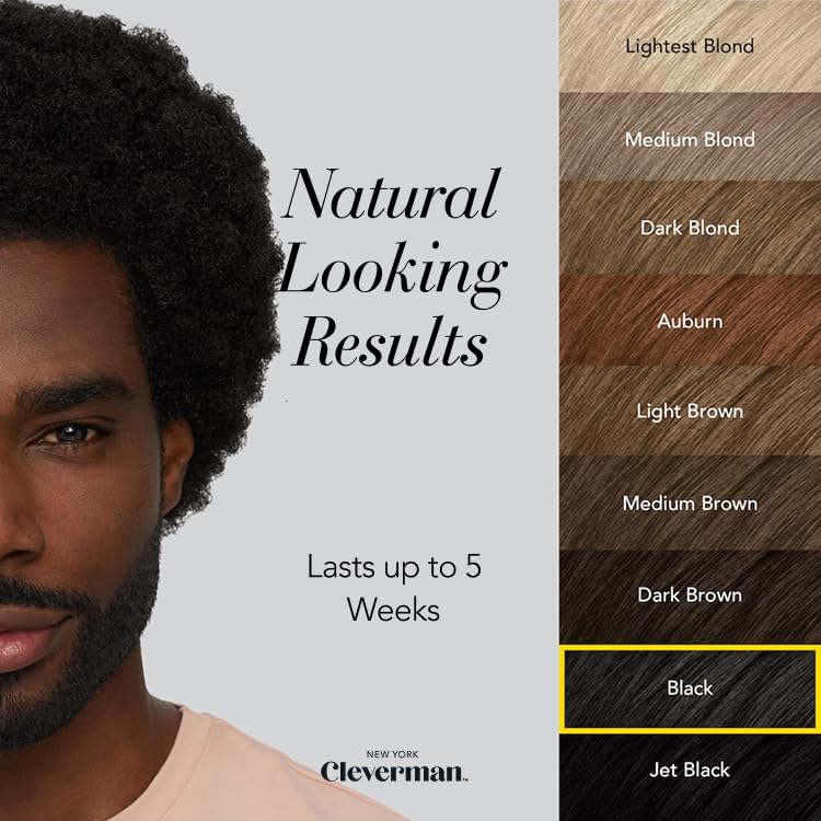 Cleverman Hair & Beard Dye Kit for Men, All-in-One Reusable Mens Hair Color, Natural Gray Coverage, Ammonia-Free Beard Mustache Dye for Men (Black for Black Men)