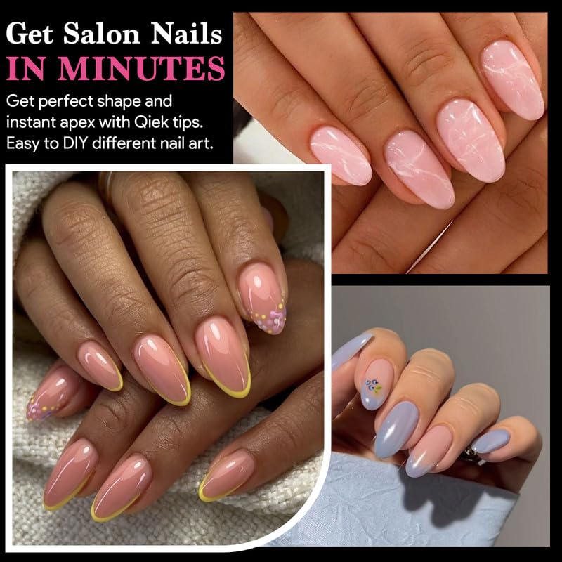 Medium Round False Nail Tips, 15 Sizes 510 PCS Clear Soft Press On Fake Nail Pre-shaped Half Matte Full Cover Gel Nail Tips Extensions Strong Thick Long Lasting for DIY Beginners & Salon Manicure