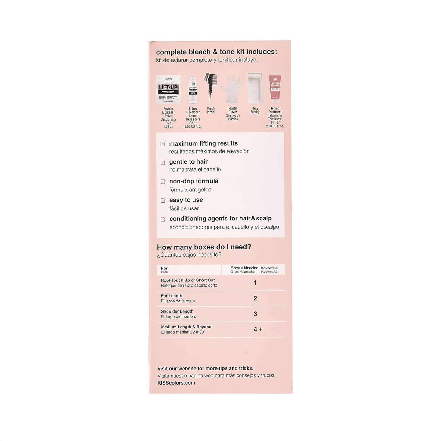 KISS Lift Up Complete Hair Bleach Kit with Revitalizing Plex Serum, Strengthen and Protect Hair, 6-Pc Kit Includes Powder Lightener, Creme Developer & More