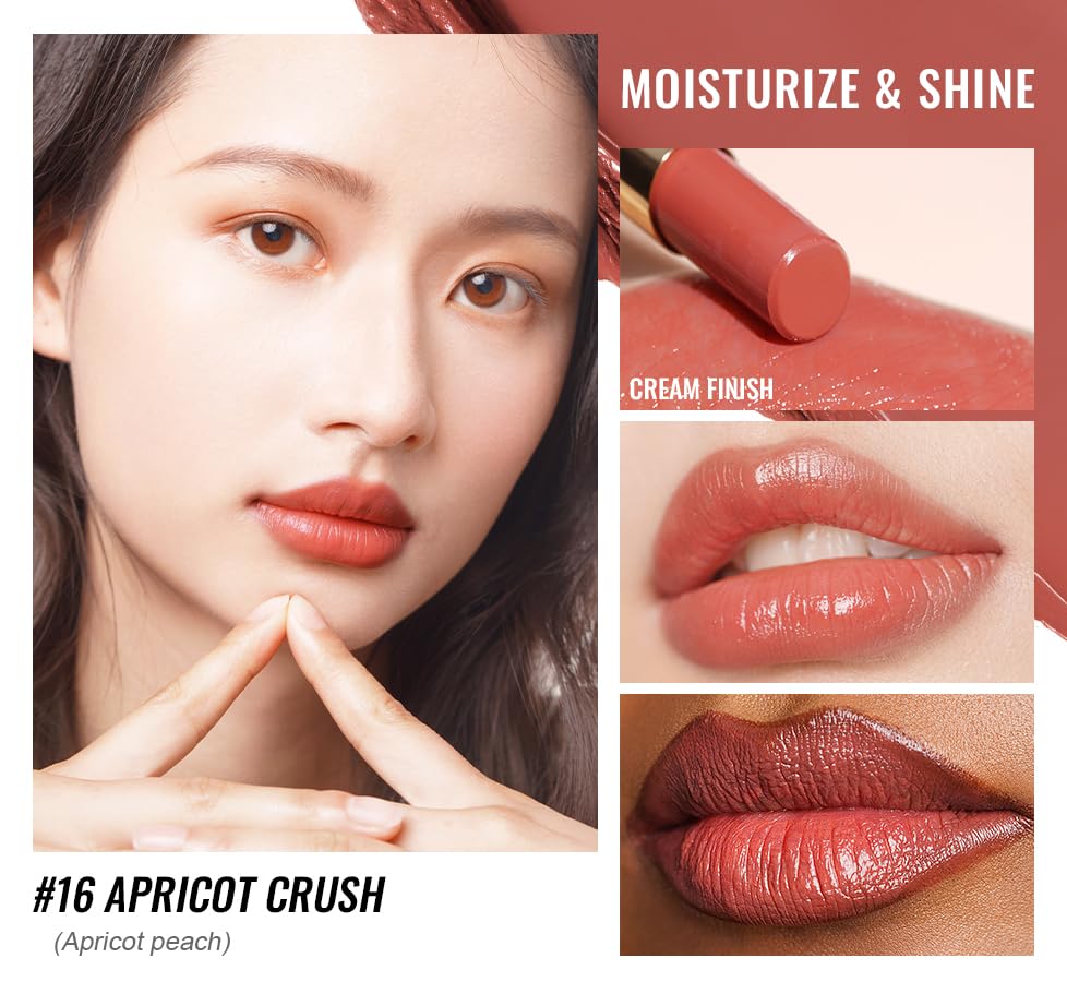 Oulac Moisturizing Shine Lipstick Red for Women - 2 in 1 Glossy Red Tinted Lip Balm, Hydrating Summer Lipstick for Dry Lips,Shine Juicy Finish Vegan 2.2g/0.07oz (16)