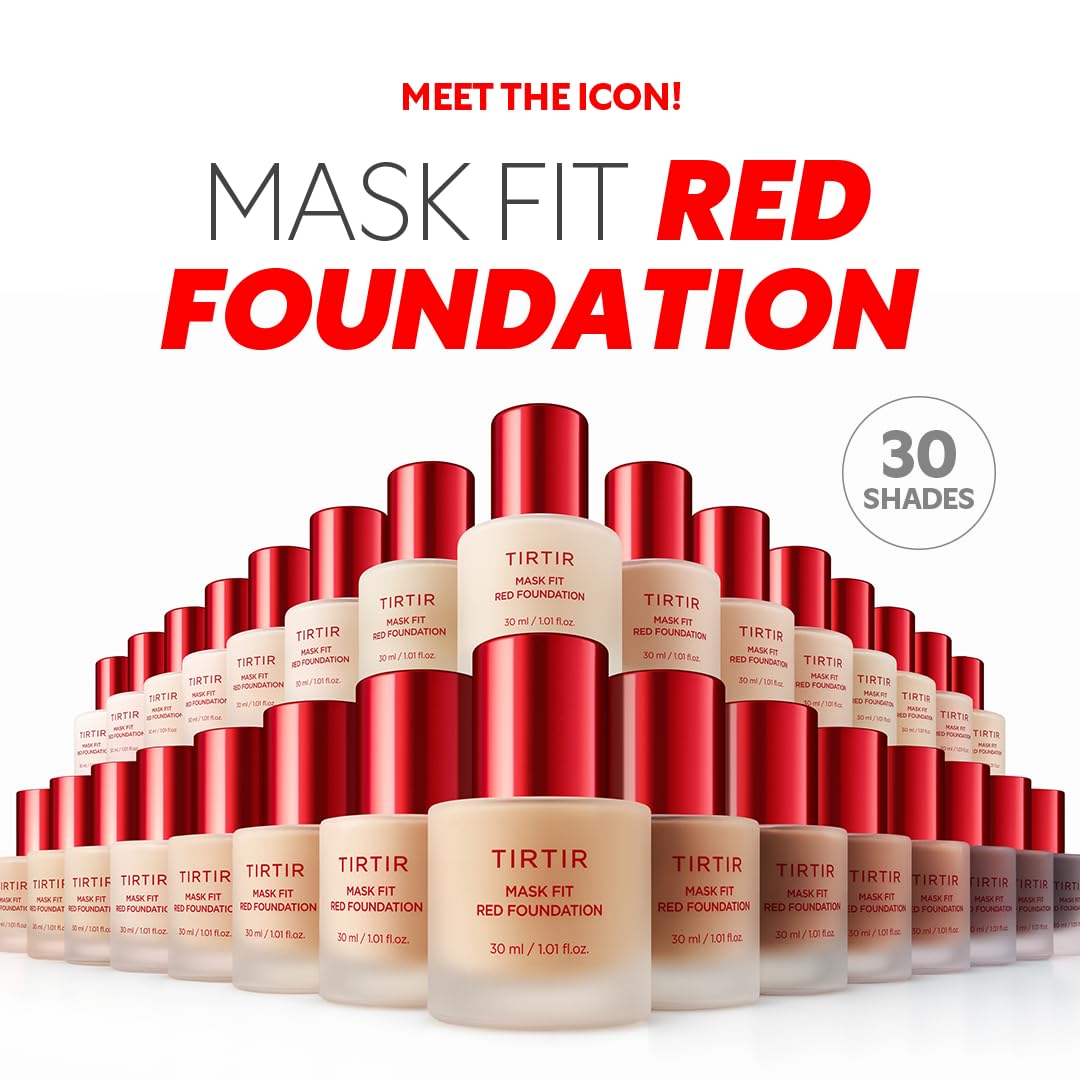 TIRTIR Mask Fit Red FoundationㅣLong Lasting Flawless Coverage, Energy Essence, Lightweight, Hydrating, Pore-Blurring, Breathable Satin Finish, Makeup, Radiant Skin, #51N Fudge, 1.01 Fl Oz
