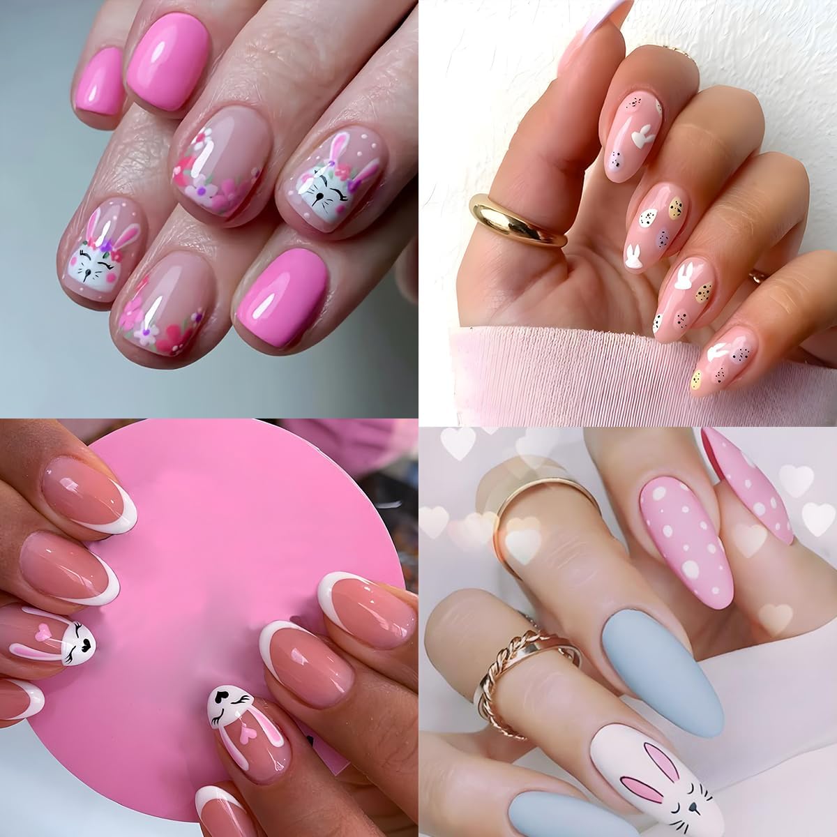 Easter Nail Stickers Cute Bunny Nail Decals 3D Self-Adhesive Easter Egg Nails Art Stickers Rabbit Flower Nail Design Kawaii Nails Supplies for Women Decoration 30 Sheets