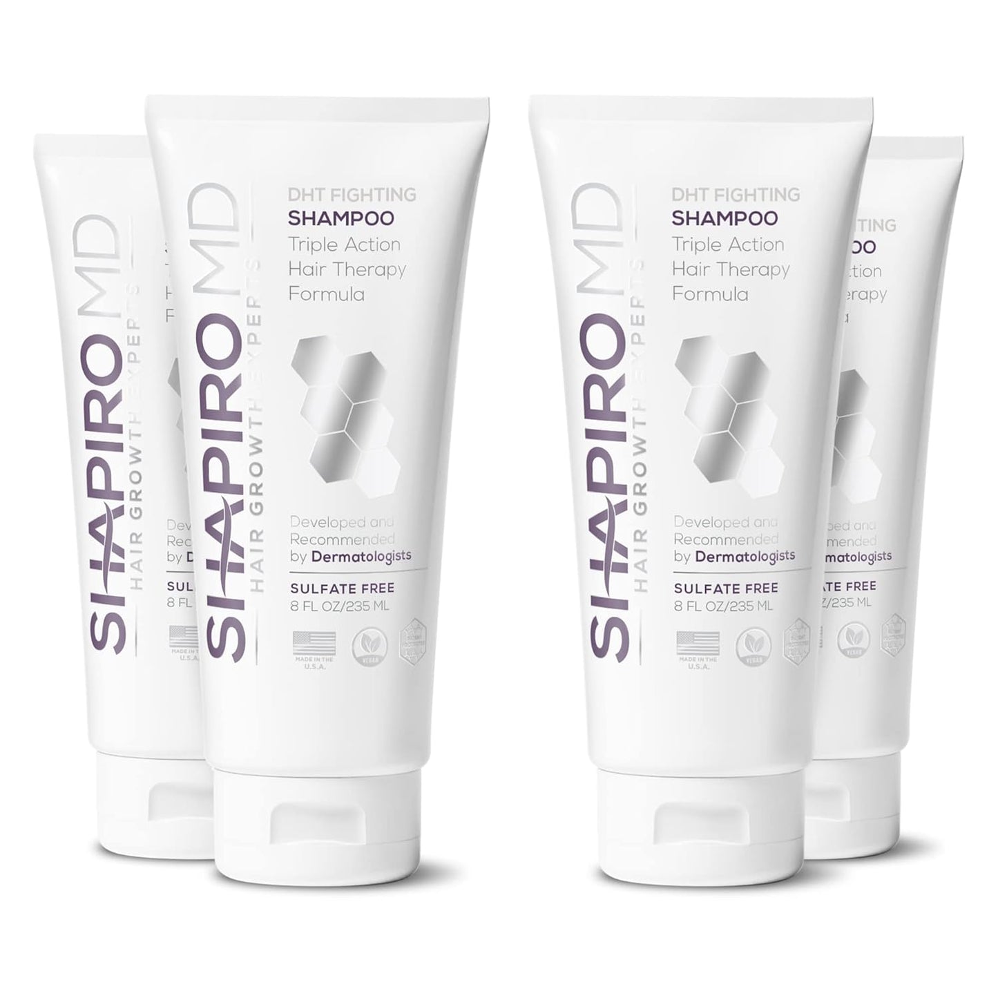 Shapiro MD Hair Growth Experts Hair Loss Shampoo | DHT Fighting Vegan Formula for Thinning Hair Developed by Dermatologists | Experience Healthier, Fuller and Thicker Looking Hair | 4 Month Supply