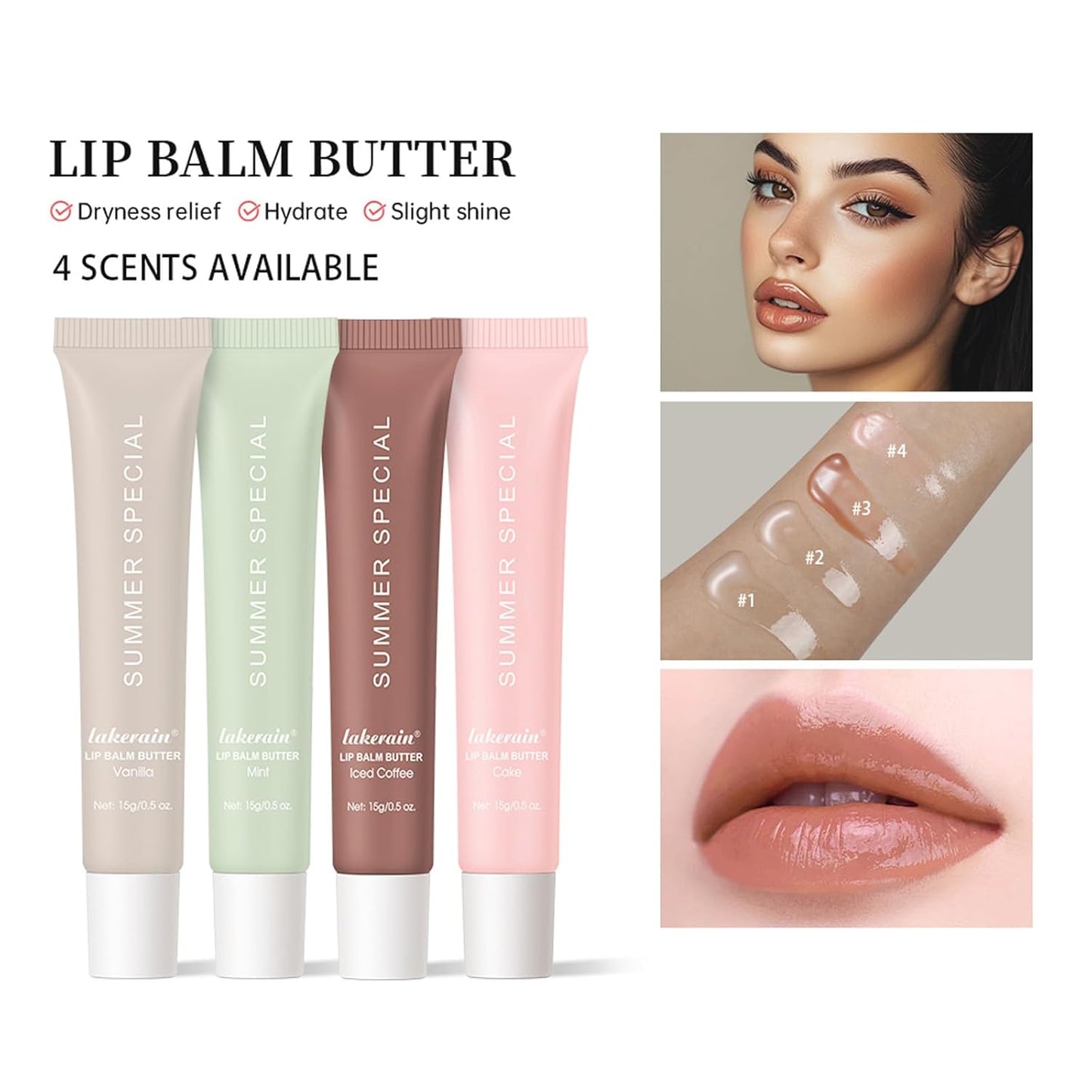 Summer Special Lip Butter Balm - Ultra-Hydrating, Nourishing Lip Care with Natural Ingredients, Shea Butter & Olive Butter, Soothes & Softens Dry Lips (#3 lced Coffee, 0.5 Fl Oz (Pack of 1))