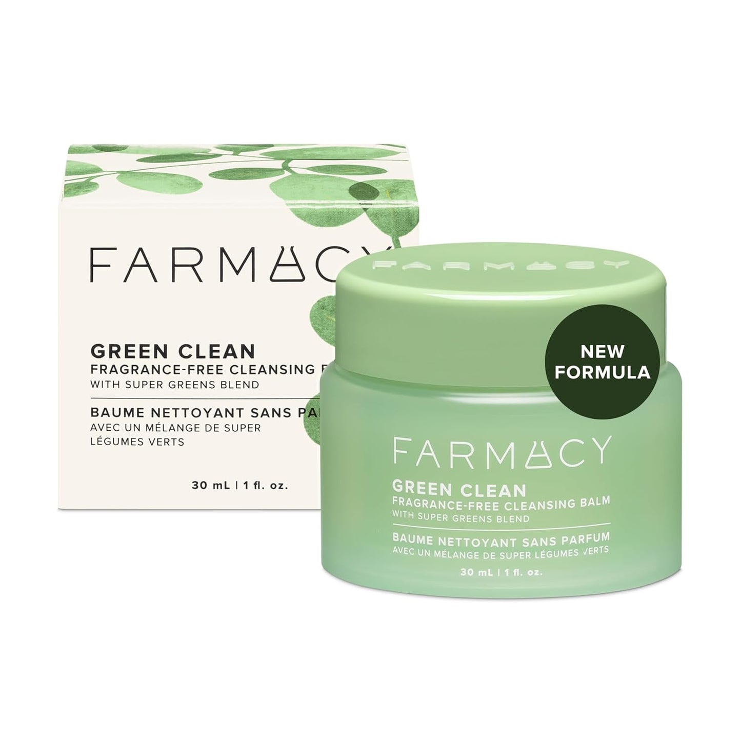Farmacy Makeup Remover Cleansing Balm - Green Clean Waterproof Makeup Remover + Oil Based Cleanser - Newly Formulated Double Cleanser with Plant Based Waxes + Upcycled Moringa - Fragrance Free (30ml)