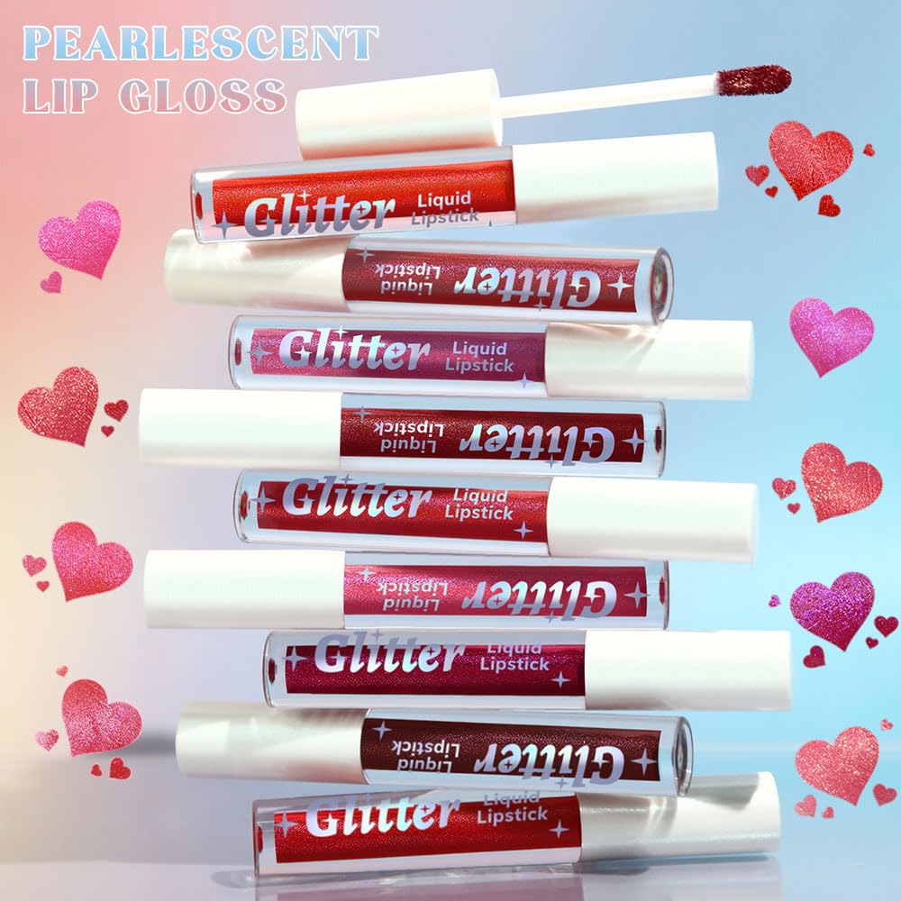 Dark Purple Metallic Lipstick for Women,Lightweight Glitter Sparkling Liquid Lipsticks,Shimmer Lip Gloss Stain Long Lasting Waterproof Smudge Proof Non-Drying 24 Hour Full Coverage Lip Makeup,Vegan