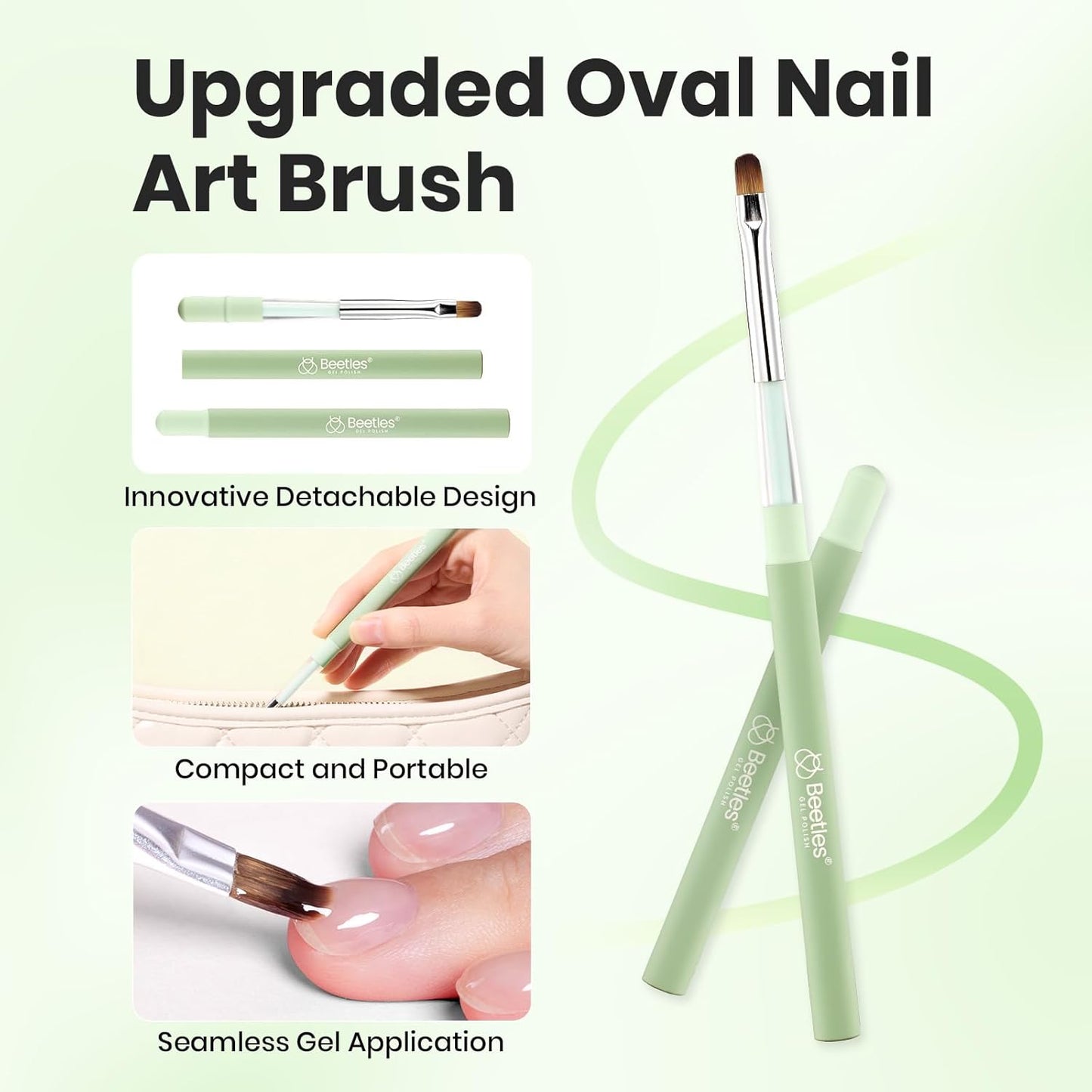 Beetles Nail Art Brushes, Clean Up Brush Gel Polish Nail Art Design Pen Painting Tools Fingernail Brush Nail Cleaning Brush Nail Art Liner Brush and Nail Dotting Pen Salon Diy at Home