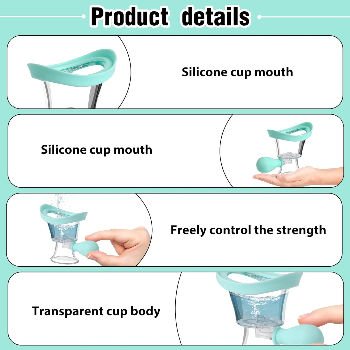 Eye Wash Cup Portable Eye Care Cleaner Kit Silicon Manual Air Pressure Eye Cleaning Cup Tool Eye Flush Rinse Cups with Transparent Storage Container for Clean Dust Makeup Irritants Soothing Tired Eyes