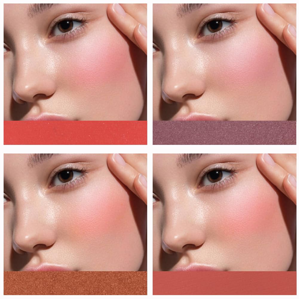 Blush Palette, Bronzer Matte Blush and Highlighter Palette, Cheek Blush Makeup, Bright Pink Blush Powder, Rose Magenta Peach Red, Talc Free