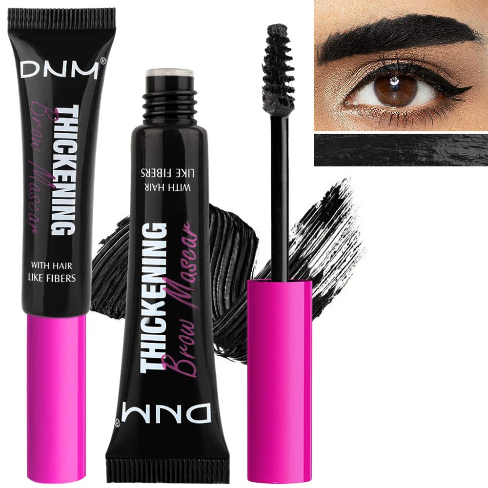 Tinted Thickening Brow Mascara,Brow Fast Sculpt,Waterproof, Transfer-proof, Brush to Fill in Eyebrows and Cover Gray Hairs - Cruelty Free - Light Medium Brown (2pcs 08 Black)