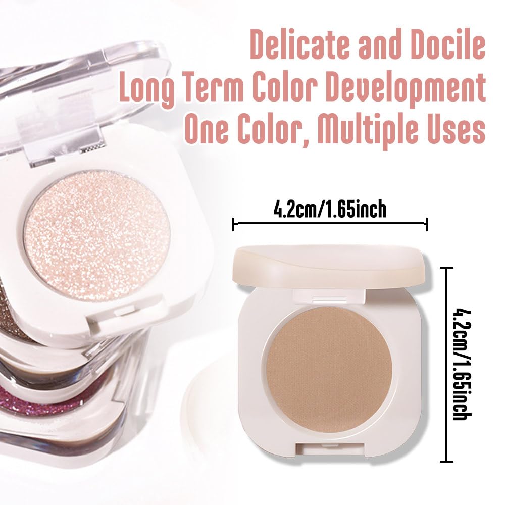 Matte Single Eyeshadow Palette Makeup for Green Blue Eyes, Light Brown Matte Eyeshadow For Women, Holographic Multichrome Cream Iridescent Single Monochrome Eye Shadow Makeup