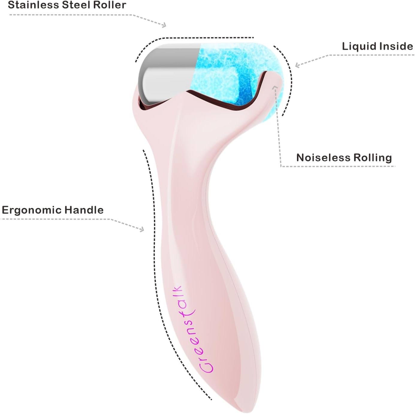 Greenstalk Ice Roller for Face & Eyes – Medical-Grade Stainless Steel Cooling Face Roller for Puffiness Relief, Dark Circles, Skincare Routine – Dual Cold & Warm Therapy, Ergonomic Design