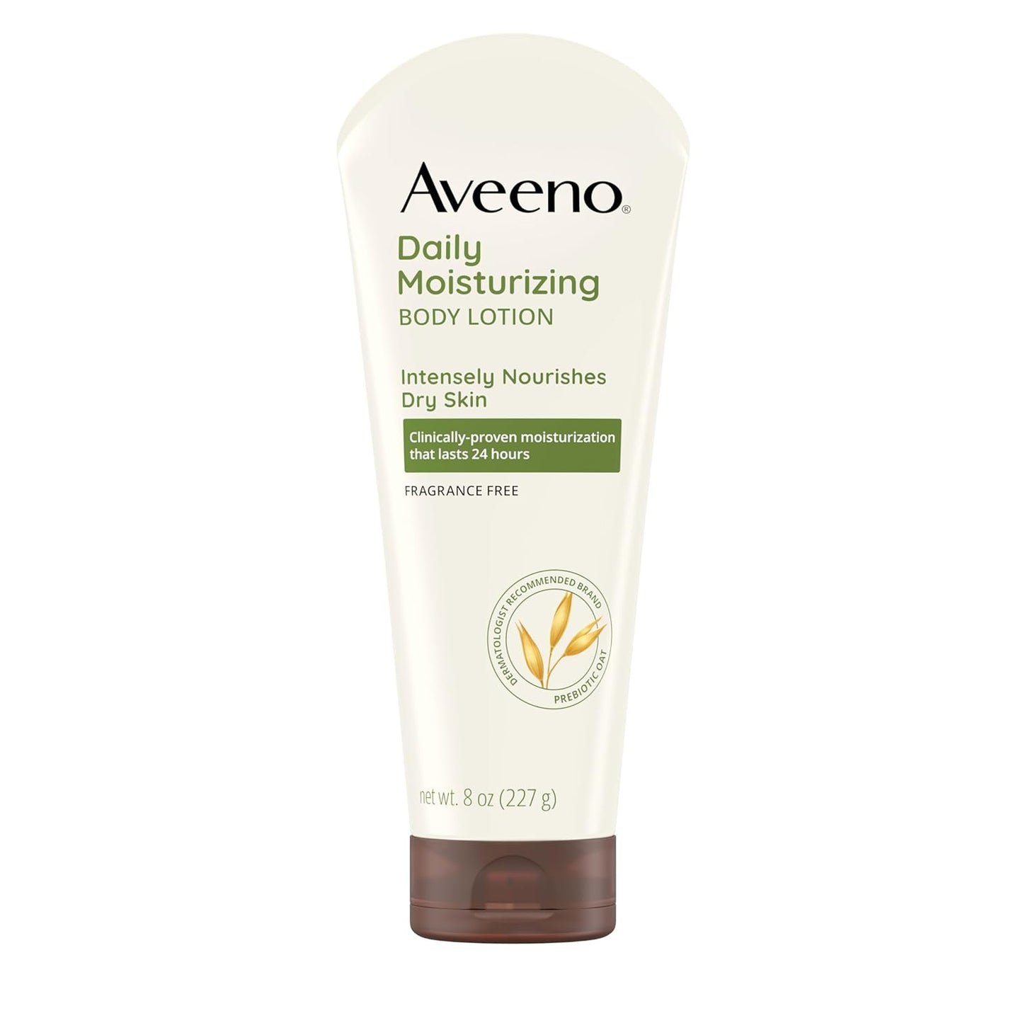 Aveeno Daily Moisturizing Body Lotion, Body Lotion for Dry Skin with Prebiotic Oat, Paraben Free, Fragrance Free, Non-Greasy, Non-Comedogenic Moisturizer, 8 FL OZ