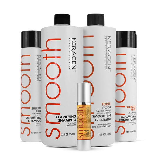 Keragen Brazilian Keratin Hair Treatment - Premium Straightener Cream, Sulfate-Free Anti-Frizz Products, Perfect Straightening Solution for Dry & Damaged Hair, Kit Combo Set