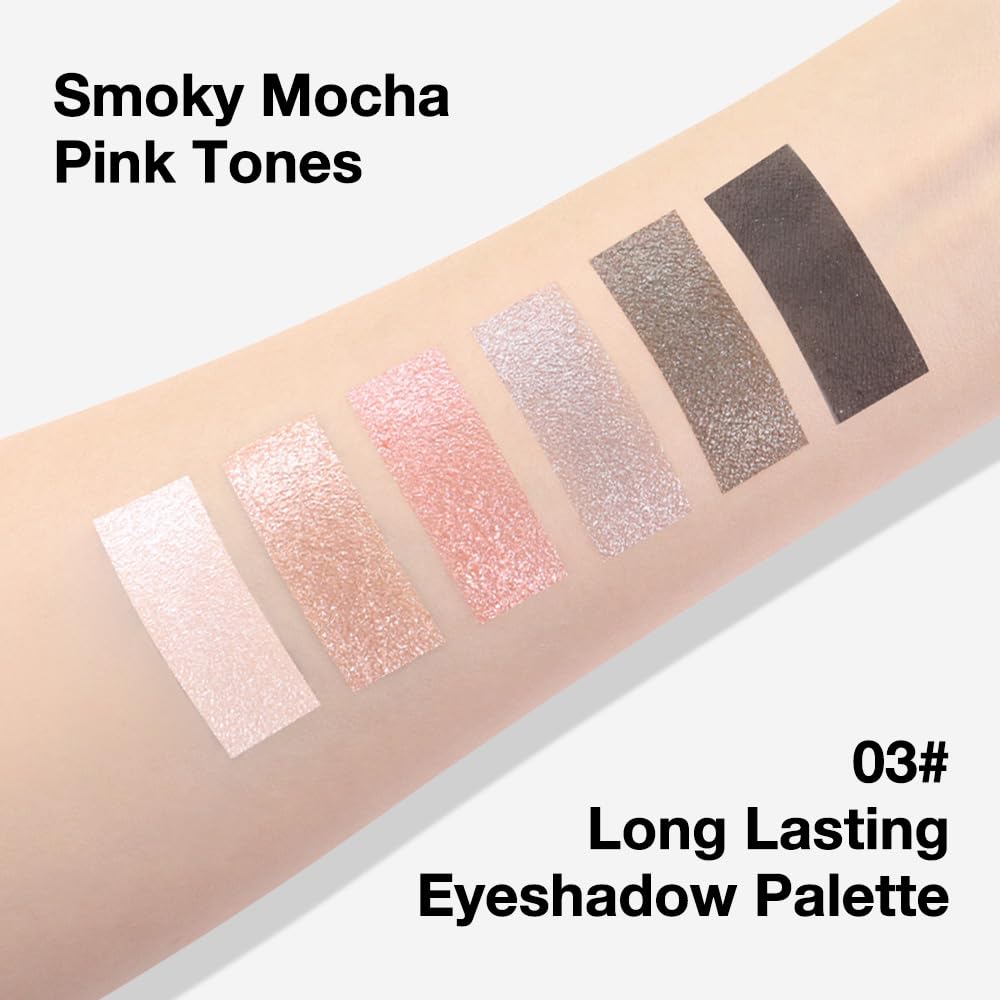 Kaely 6 Color Mini Nude Eyeshadow Palette Makeup, Highly Pigmented Eye Shadow Palette Waterproof, Natural Glitter Shimmer Eye Shadow Palette, paleta de sombras de ojos, Vegan & Cruelty-free, 03
