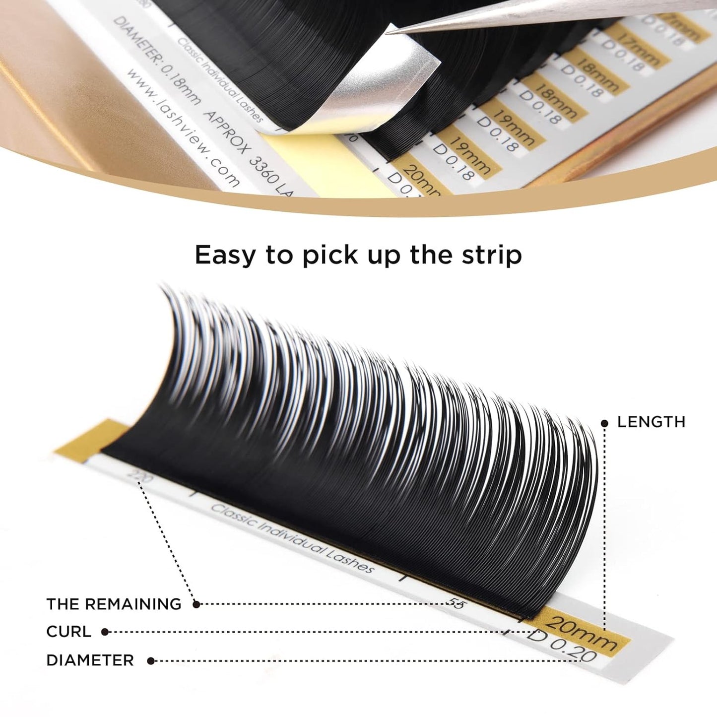 LASHVIEW D Curl 10mm Semi-Permanent Eyelash Extensions 0.20 Thickness Silk Fake Natural Thick Lashes Individual Eyelashes Silk lashes (Salon Use)