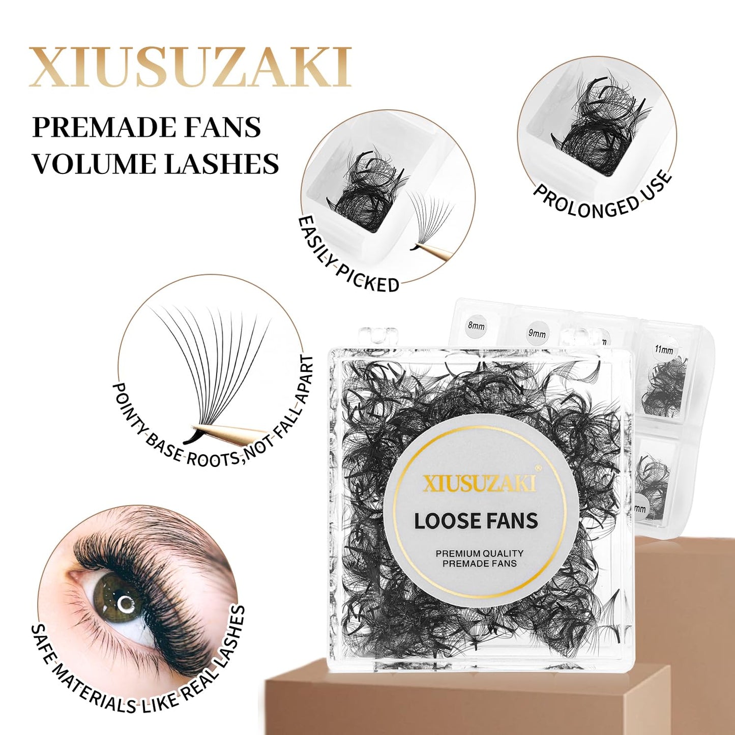 Premade Fans Eyelash Extensions 600 Fans 5D Premade Lash Fans Volume Lash Extensions 0.07 Thickness Eyelash Extension D Curl 13mm Fluffy Soft Handmade Loose Fan(600Fans-5D-0.07-D,13mm)