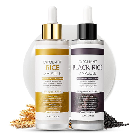 Peel Shot Glow Rice Ampoule Duo - Dead Skin Remover for Face - Black and White Rice Exfoliant Rice Ampoule - Black Rice Exfoliant to Pore Minimizer - Blackhead Remover,Smooth, Pore Cleaner,Hydrating